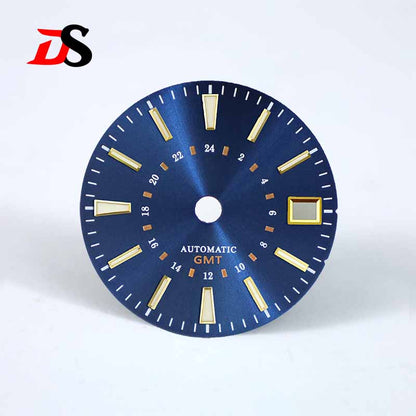 Sunburst 24-hour GMT Sun Pattern blue luminous Dial NH34 Movement 28.5mm