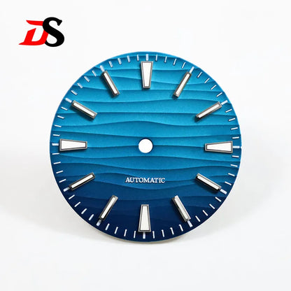 28.5mm Wave Dial no date Blue lume NH35 NH34 Movement