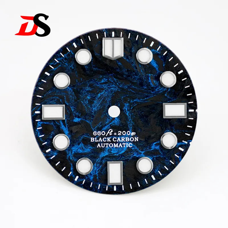 MM Index Lava Texture Carbon Fiber Dial Rich Color BWG9 C3 Lume for NH35 Movement No Date 28.5mm