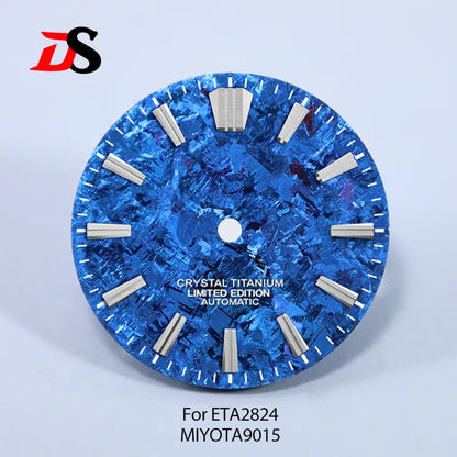28.5mm Dial Ice Crystal Titanium Dial GS MOD No Lume NH35 NH38 ETA2824/MIYOTA 9015 Movement No Date Dial
