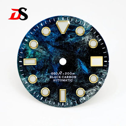 High Quality Rich Color Lava Carbon Fiber Dial Blue Lume 28.5MM Dial for NH35 Movement 3o'clock date