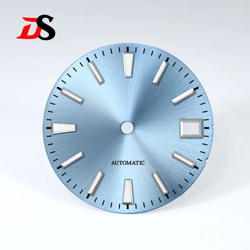 NH35 Dial 28.5mm Sunburst Matte Black Dial Blue Lume for NH38 Automatic Movement