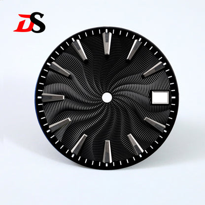 Black Guilloche Dial 28.5mm Black Lume NH35 Sterile NH34 NH38 No Date