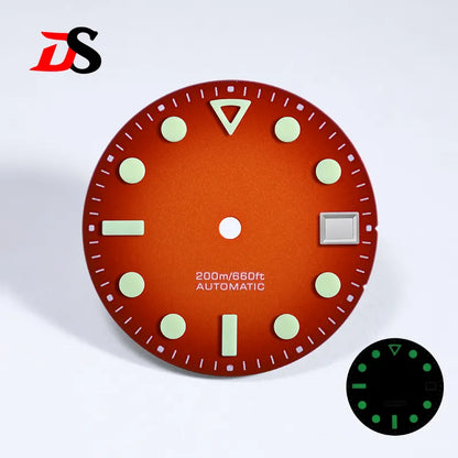 NH35 Dial 28.5mm Matte Dial Hollow Index Green Lume for NH35 Movement 3 O'clock Date/no Date