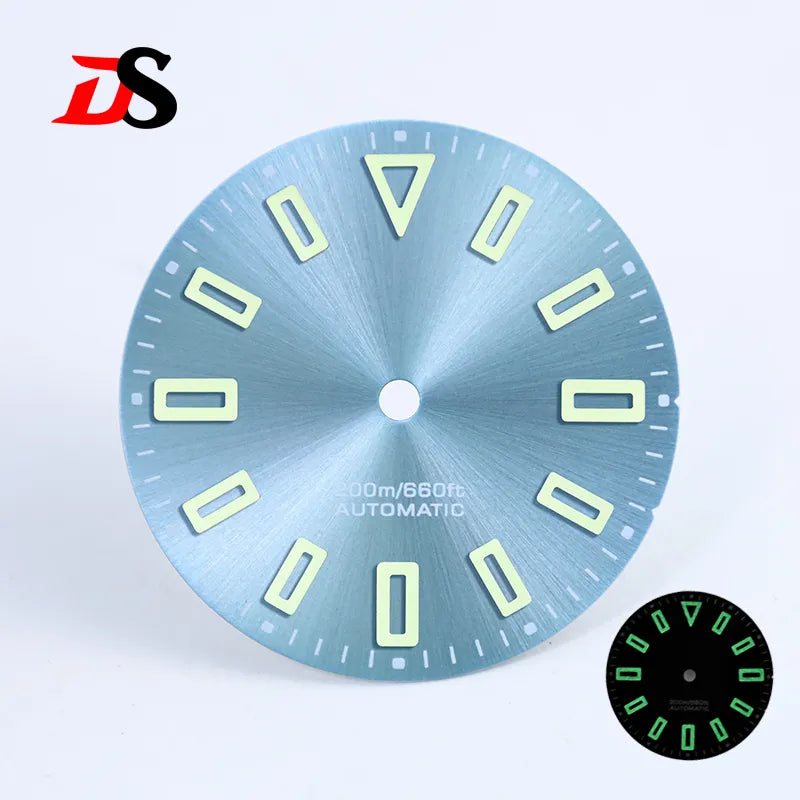 28.5mm Matte Dial Hollow Index Green Lume SKX007 for NH35 Movement
