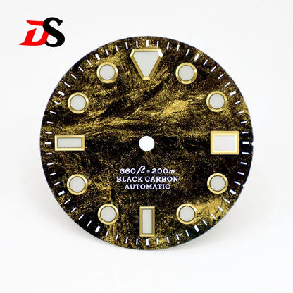 High Quality Rich Color Lava Carbon Fiber Dial Blue Lume 28.5MM Dial for NH35 Movement 3o'clock date