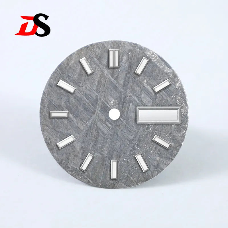 Natural 28.5mm Grey Meteorite Dial Day Date No Lume NH36 Movement No Tick Mark