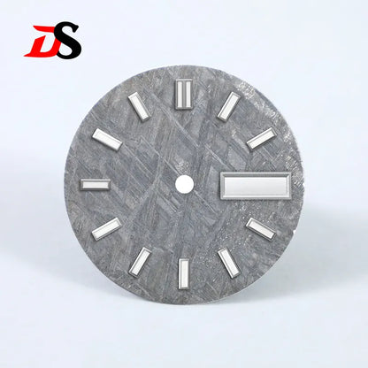 Natural 28.5mm Grey Meteorite Dial Day Date No Lume NH36 Movement No Tick Mark