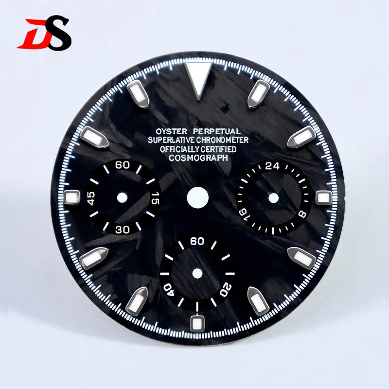 29.5mm Dial Carbon Fiber Blue Lume for VK63 Movement Black Lume