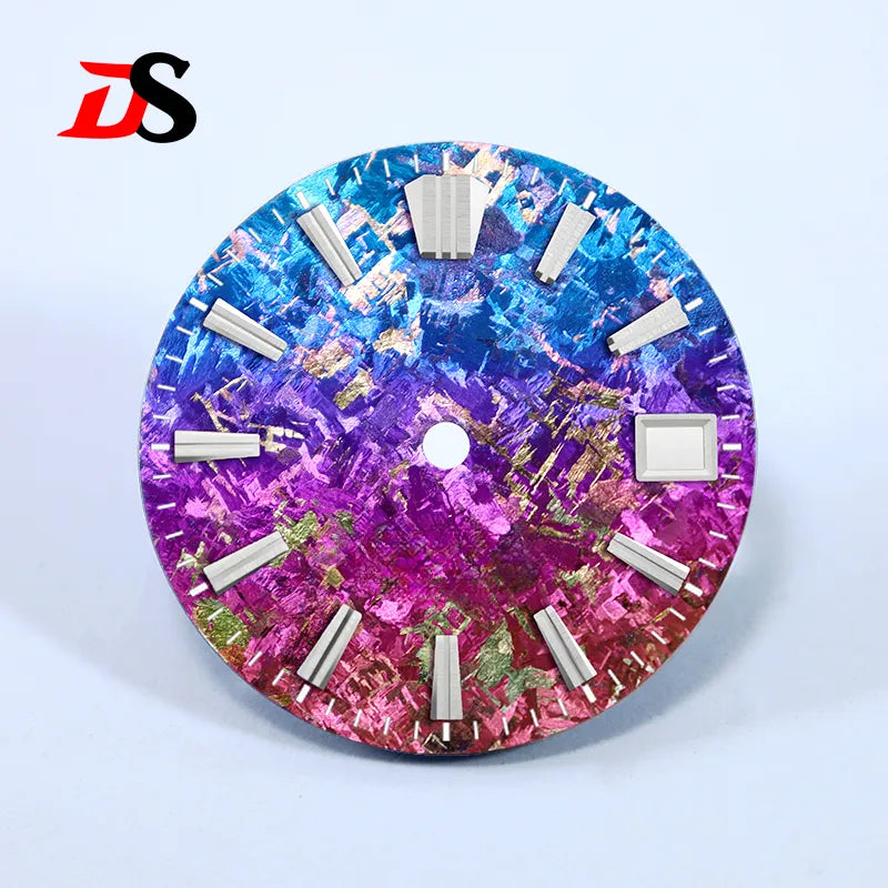 Gradient Sea Blue Watch Dial Crystal Titanium Texture NO Lume NH35 Movement 28.5mm