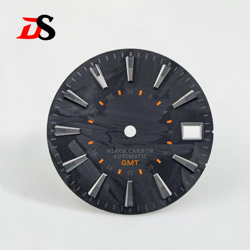 Carbon Fiber Dial 28.5mm GMT NH34 Dial Black Lume Omega