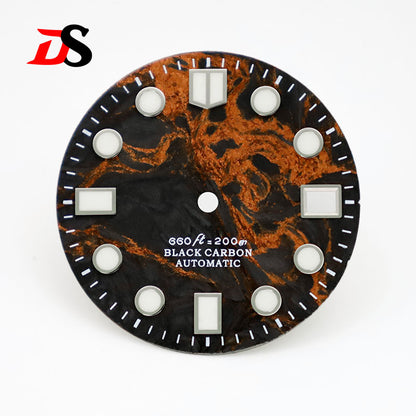 Rich Color Lava Texture Carbon Fiber Dial BGW9 C3 Lume for NH35 Movement 28.5mm Dial 3o'clock date