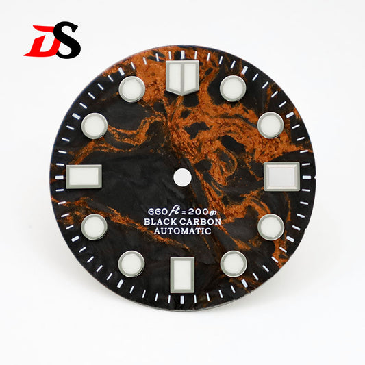 Rich Color Lava Texture Carbon Fiber Dial BGW9 C3 Lume for NH35 Movement 28.5mm Dial 3o'clock date