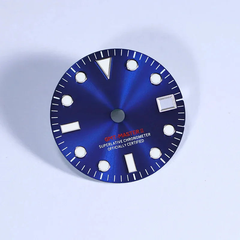 Matte Black Dial Blue Lume NH34 GMT Movement Mod 28.5mm