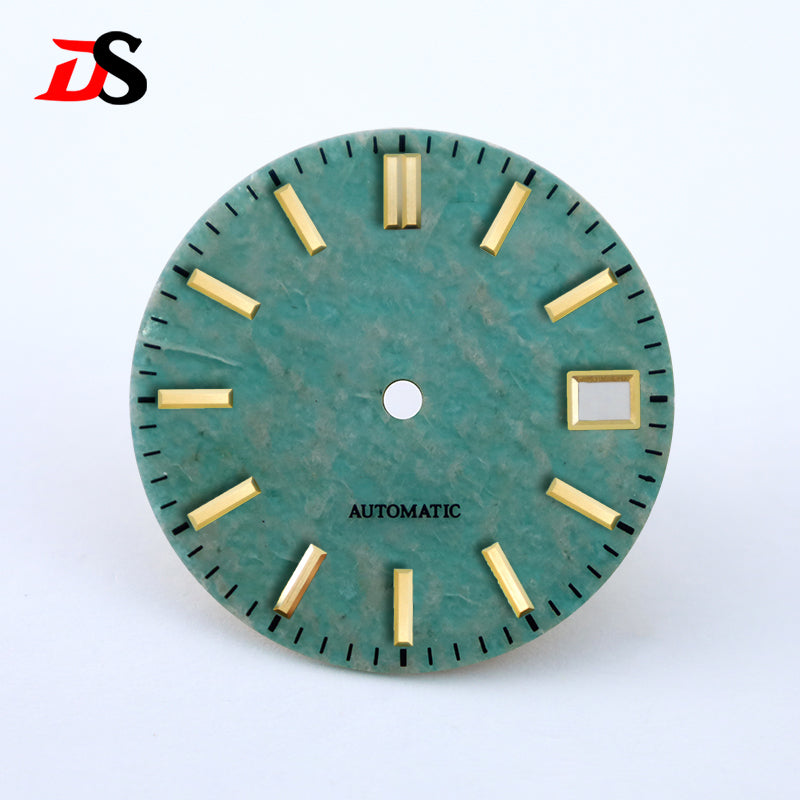 NH35 Dial Tianhe Jade 28.5mm Black Tick Mark NH38 Movement Stone Dial No Date/ Date Blue Lume/no Lume