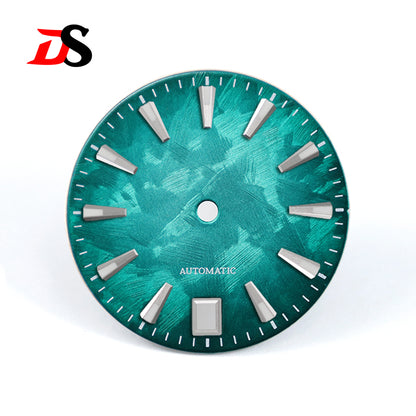 6 O'clock Date Shunbun Dial NH35 Blue Green Lume Sakura Pink 28.5mm for SKX007 S Mod OMG index