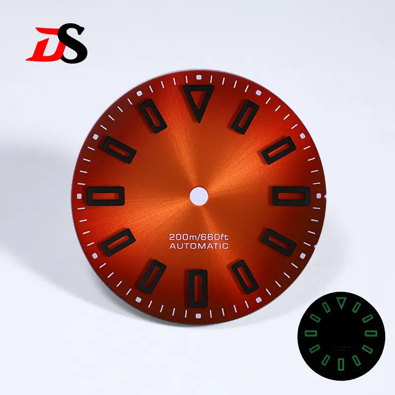 28.5mm Matte Dial Hollow Index Dark Green Lume SKX007 for NH36 Movement 3 O'clock date