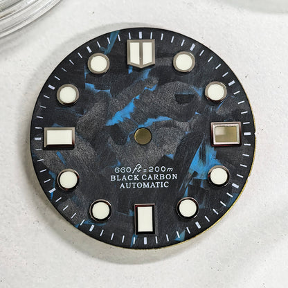 Black Carbon Fiber Dial 28.5mm NH35 Dial Blue Lume MM Index