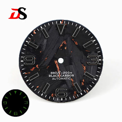 28.5mm Carbon Fiber Dial 369 Dark Green Lume Fit NH35 NH36 Movement