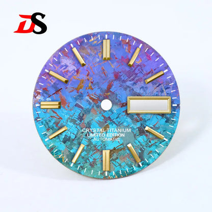 Ice Crystal Titanium Dial 28.5mm DAY DATE No Lume NH35 NH36 Movement