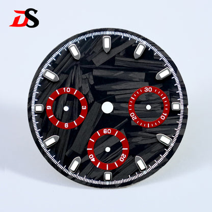 29.5mm Dial Carbon Fiber Dial Blue Lume for VK63 Movement Black Lume