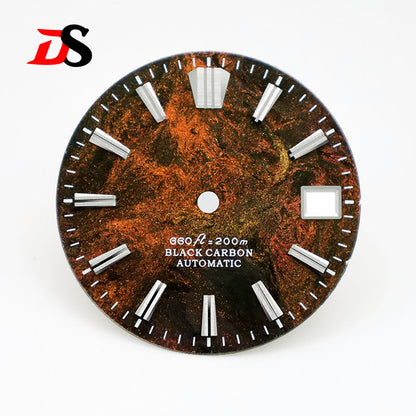 28.5MM Lava Carbon Fiber Dial No Lume Rich Color for NH35NH36 Movement No Date/3o'clock Date