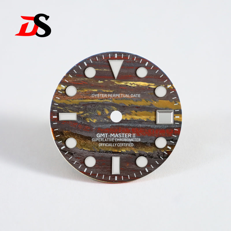 Natural Stone GMT-MASTER NH34 Iron Tiger's Eye S Mod GMT Dial Diving High Quality Blue Lume