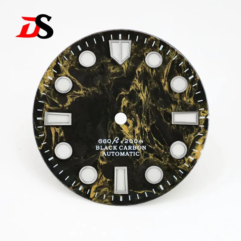 Carbon Fiber Dial Rich Color Lava BWG9 C3 Lume for NH35 Movement 3o'clock Date/No Date 28.5mm