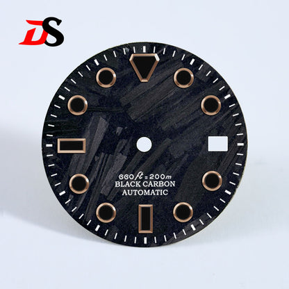 High Quality Carbon Fiber Dial Black Lume for MIYOTA 9015 /ETA2824 Movement 28.5MM