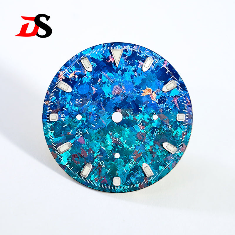 29.5mm Ice Crystal Titanium Dial Suitable for VK63 Movement Blue Lume Watch Accessories