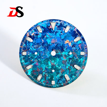 29.5mm Ice Crystal Titanium Dial Suitable for VK63 Movement Blue Lume Watch Accessories