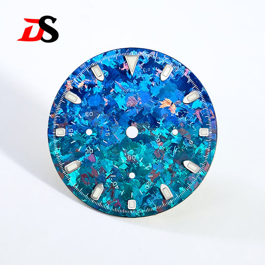29.5mm Ice Crystal Titanium Dial Suitable for VK63 Movement Blue Lume Watch Accessories