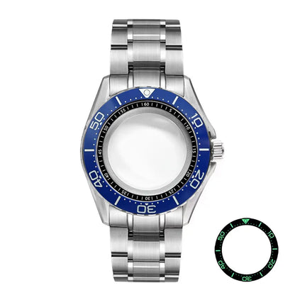 40mm Watch Case Blue Bezel GMT NH34 Movement Green Lume