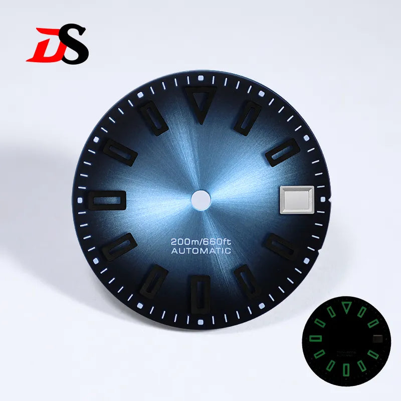 28.5mm Matte Dial Hollow Index Dark Green Lume SKX007 for NH36 Movement 3 O'clock date