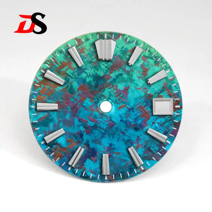 Gradient Sea Blue Watch Dial Crystal Titanium Texture NO Lume NH35 Movement 28.5mm