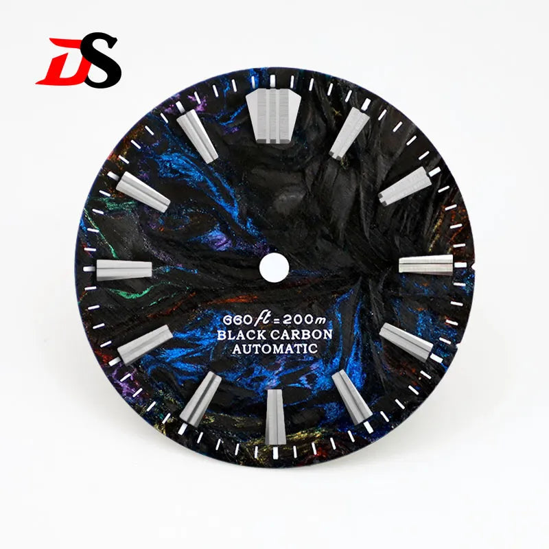 28.5MM Lava Carbon Fiber Dial No Lume Rich Color for NH35NH36 Movement No Date/3o'clock Date