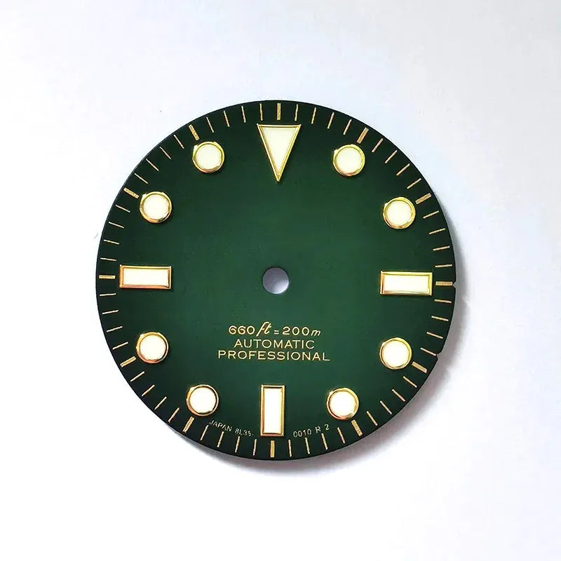 28.5mm Matte Black Sunburst Dial BGW9 C3 Lume for NH35NH36 Movement