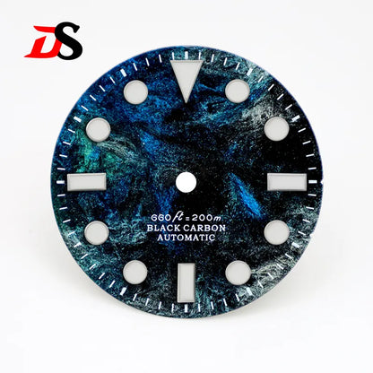 28.5mm dial No Date Rich Color Lava Dial YM Index Carbon Fiber Dial BGW9 C3 Lume for NH35 Movement