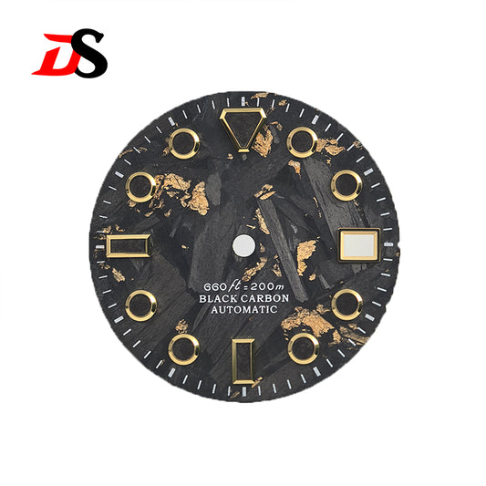 Carbon Fiber Dial 28.5mm NH35 Dial Gold Black Lume GS