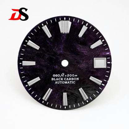 28.5MM Lava Carbon Fiber Dial No Lume Rich Color for NH35NH36 Movement No Date/3o'clock Date