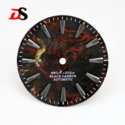 Rich Color Lava Texture Carbon Fiber Dial Black Lume for NH35 Movement 3o'clock/No Date 28.5mm