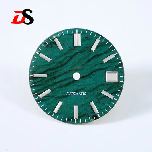 No Date 28.5mm Green Labradorite High Quality No Lume NH38 Movement Stone Dial Blue Lume