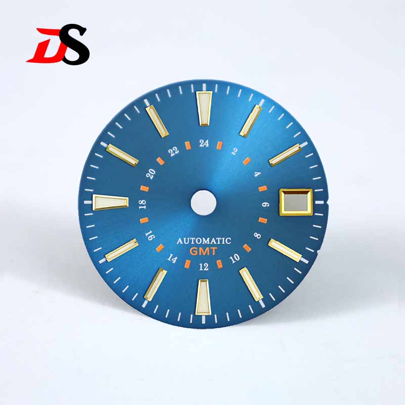 Sunburst 24-hour GMT Sun Pattern blue luminous Dial NH34 Movement 28.5mm