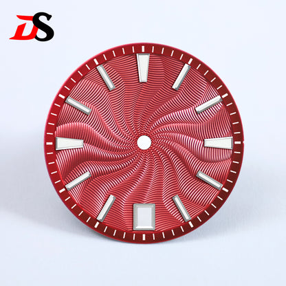 28.5mm Guilloche Dial Silver Index Blue Lume Sterile NH35NH38 Movement 3 O'clock /6O'clock /no Date