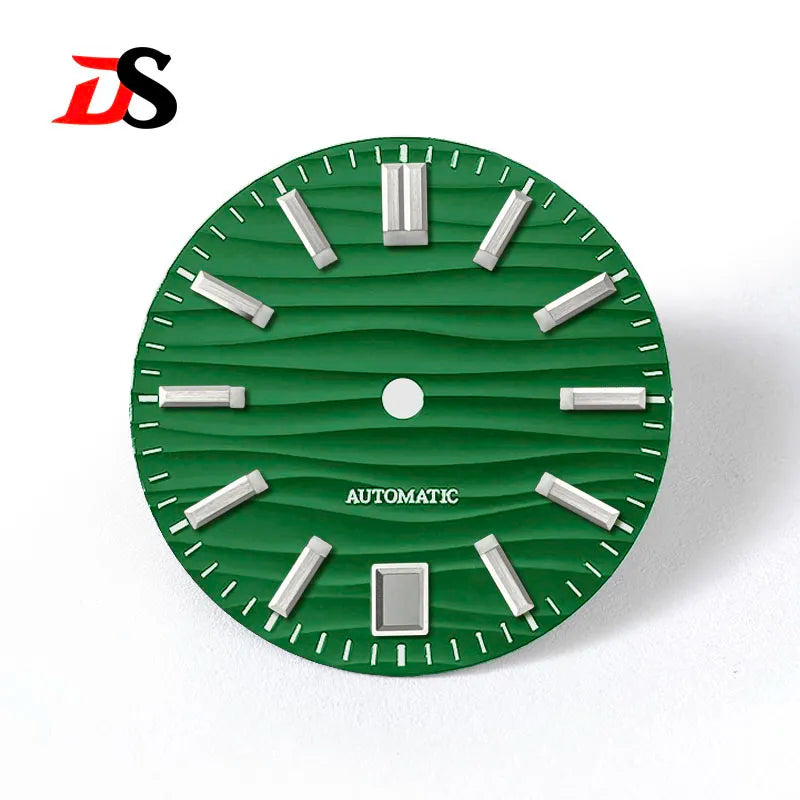 28.5mm Wave Dial No Lume NH35 Dial Blue Lume 3 O'clock/6 O'clock/no Date