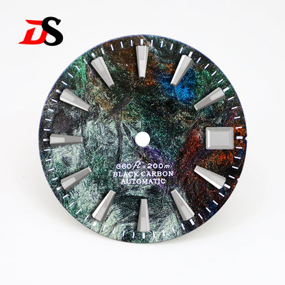 28.5mm Dial Rich Color Lava Texture Carbon Fiber Dial BGW9 C3 Lume for NH35 Movement 3o'clock date