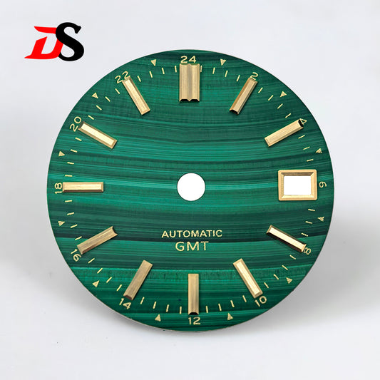 28.5mm Dial Natural Malachite No Lume Stone Dial NH34 Movement