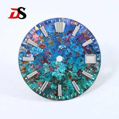 Gradient Sea Blue Watch Dial Crystal Titanium Texture NO Lume NH35 Movement 28.5mm