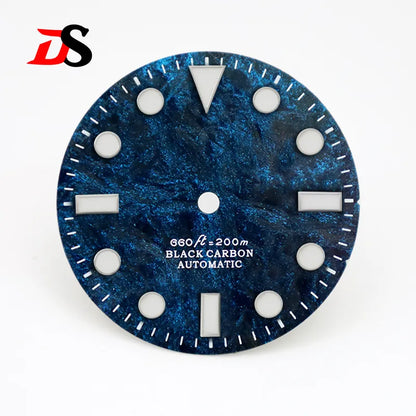 28.5mm dial No Date Rich Color Lava Dial YM Index Carbon Fiber Dial BGW9 C3 Lume for NH35 Movement