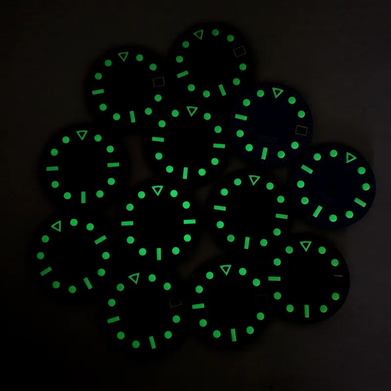 Hollow Index 28.5mm Matte Dial Dark Green Lume for NH35 Movement 3 O'clock Date/no Date